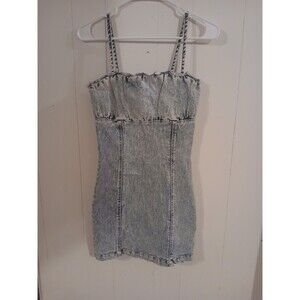 Women’s Nevena Rae Divided Denim Spaghetti  Jean Dress Streetwear Y2K Medium